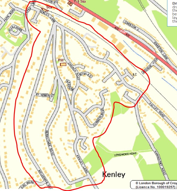 map showing notification of flood works in Kenley