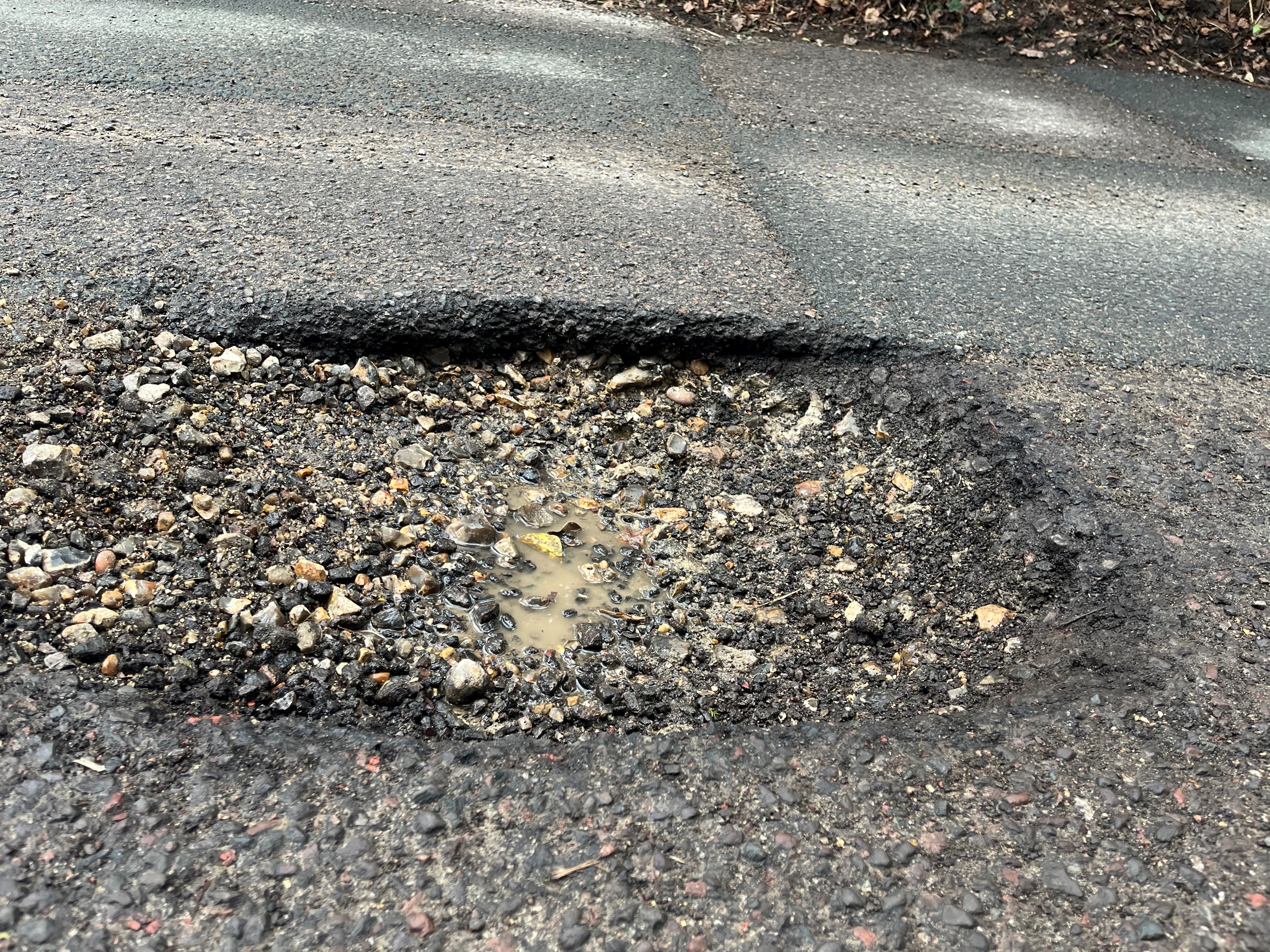pothole on Hayes Lane