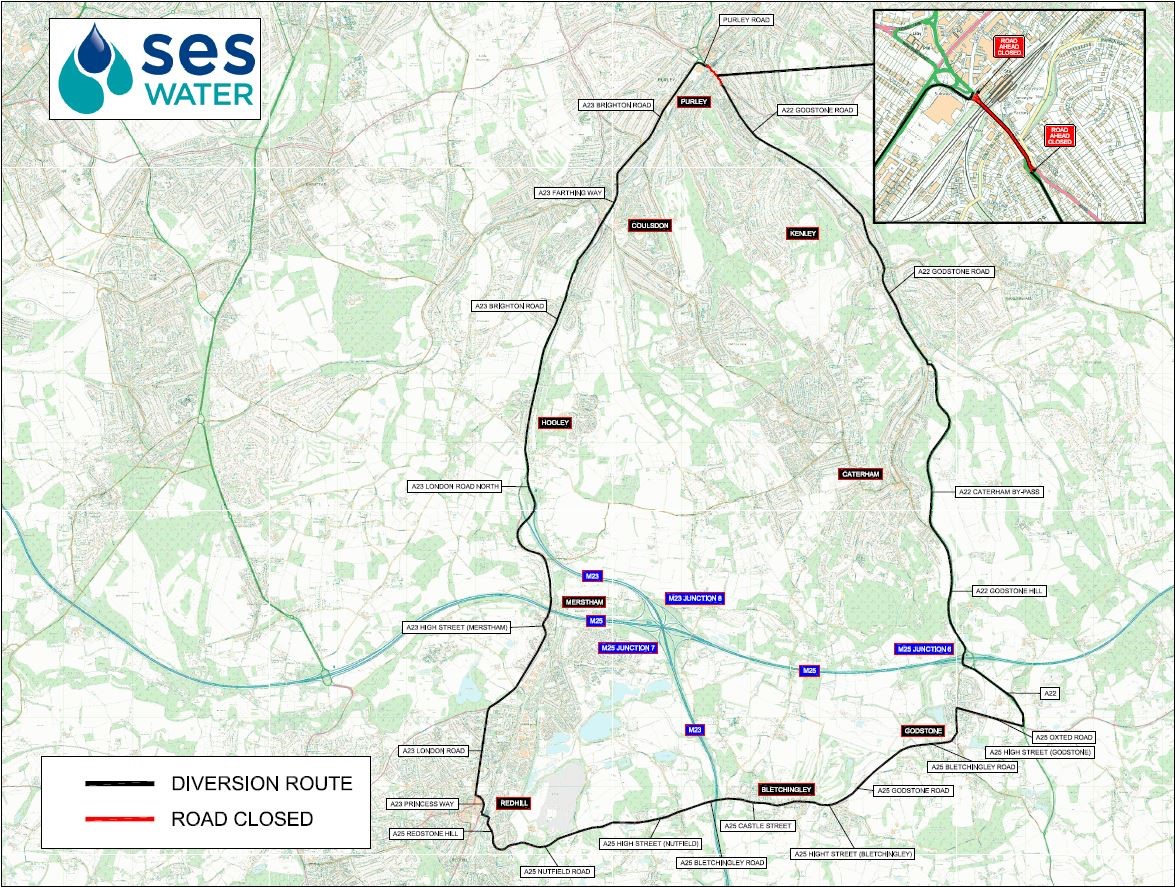 SES Water map showing diversion works