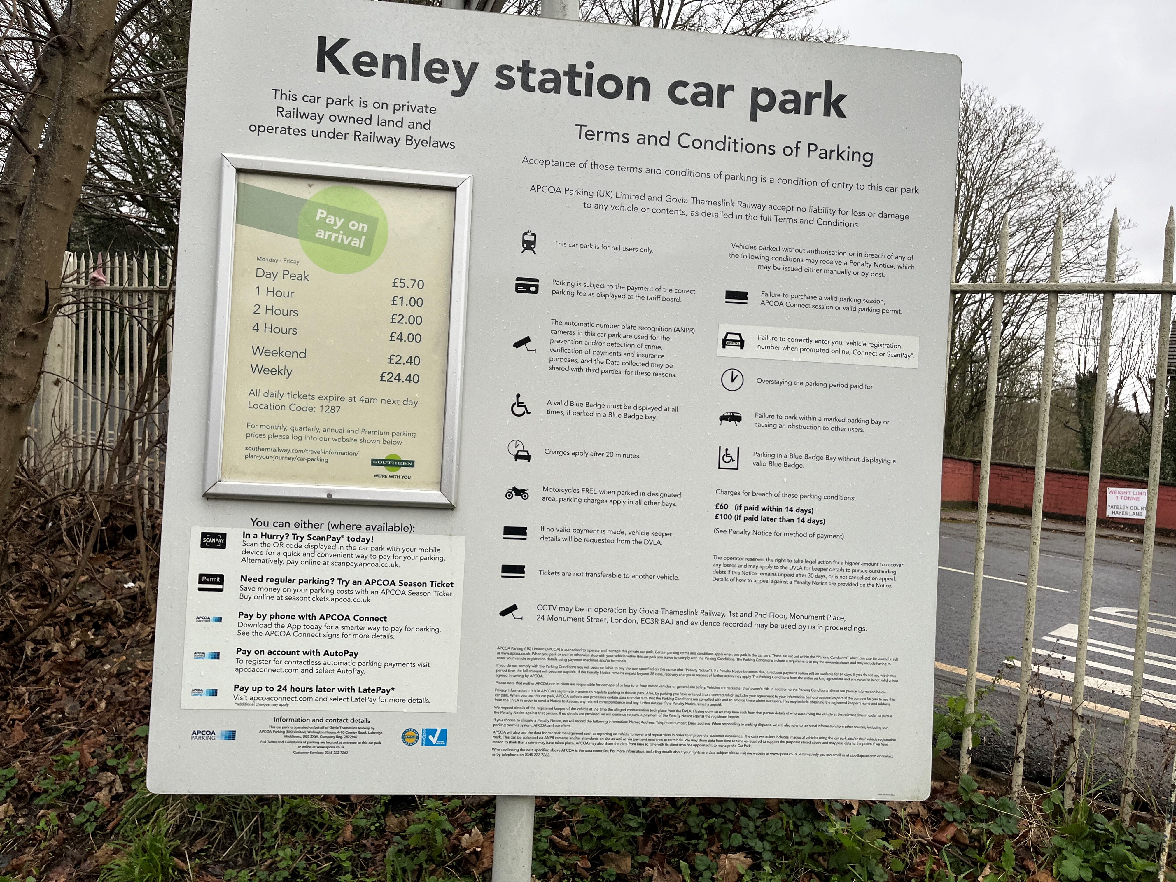 New parking rates at Kenley station