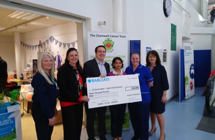 Councillors giving cheque to Croydon Conservative Hospital