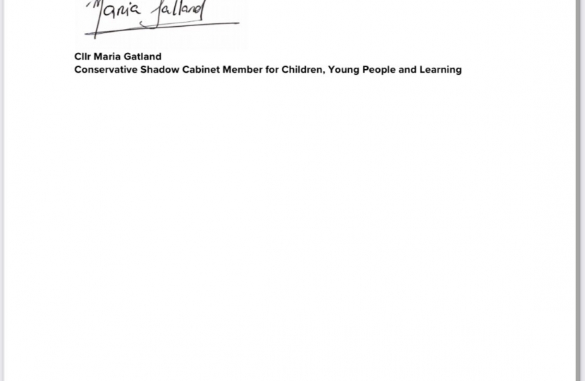 Page 2 of letter from Maria Gatland to Alisa Flemming re cancelled Corporate Parenting Panel