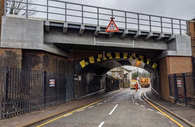 Newly repaired railway bridge in Selsdon Road