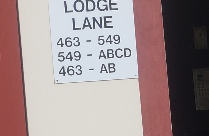 Lodge Lane sign