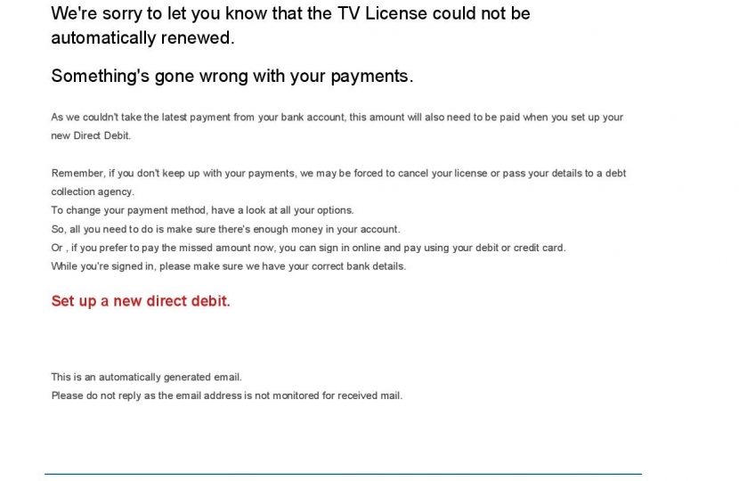 dodgy TV email