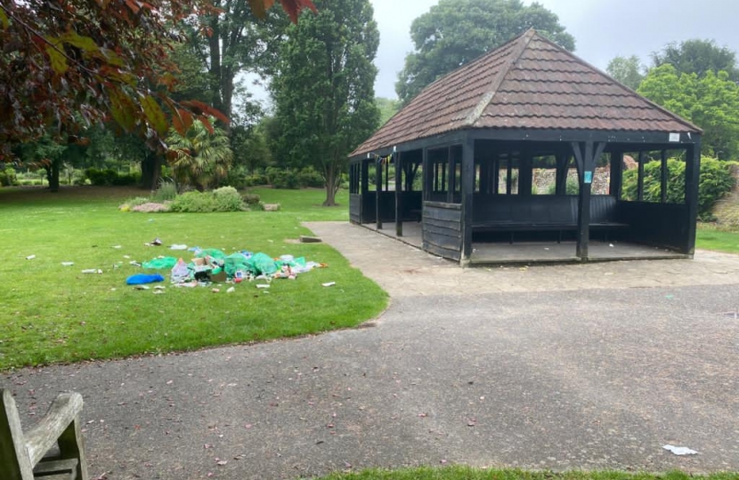 Rubbish left at Haling Grove Park South Croydon after large gatherings