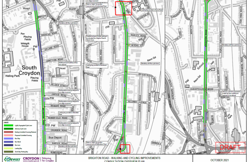 Bus and Bike routes Brighton Road