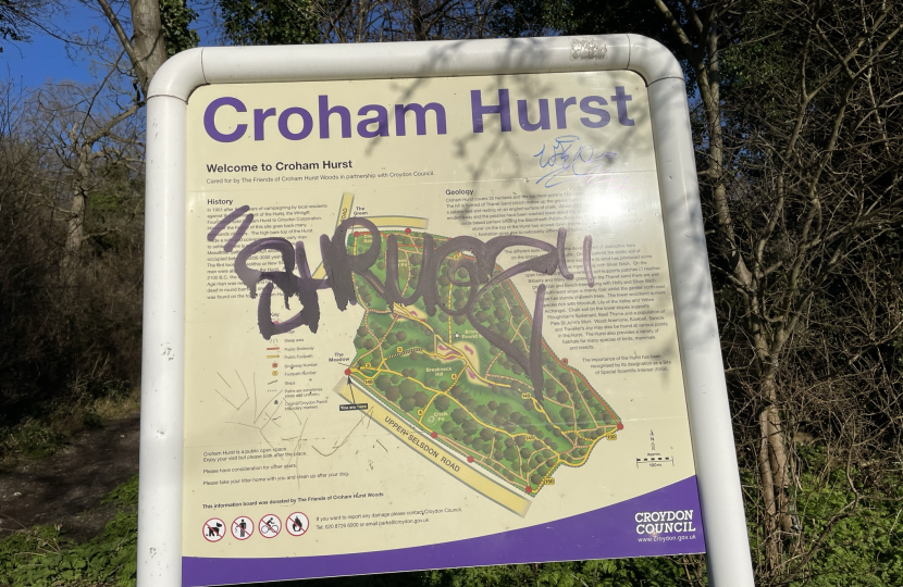 Graffiti on Information Board Croham Hurst Woods South Croydon