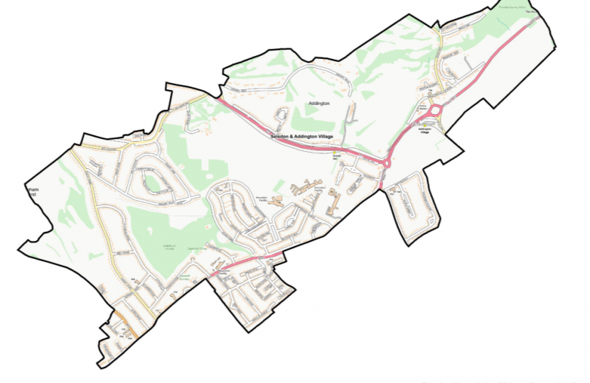 Map of Selsdon and Addington Village ward