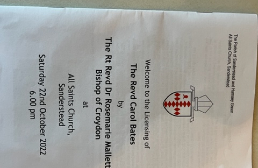 Order of Service for the Licensing of The Revd Carol Bates