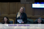 Cllr Gayle Gander giving her maiden speech