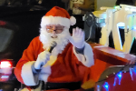 Santa arrives on his sleigh